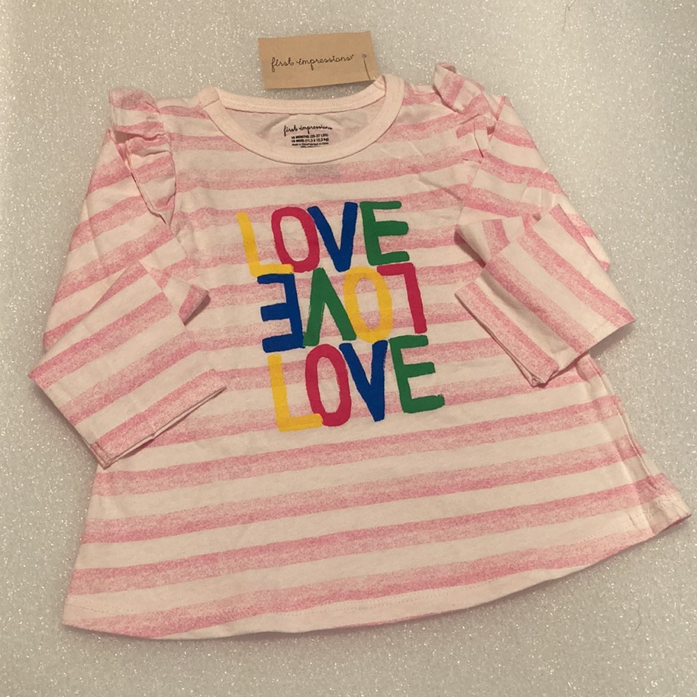 ⭐️ Host Pick ⭐️ 2/$25 ❤️ * NWT - First Impressions Girls Pink Ruffled Tee - 18M